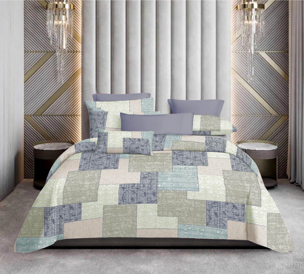 Premium Cotton Patchwork Bedsheet Set – King Size 114x120, 320 TC with Pillow Covers