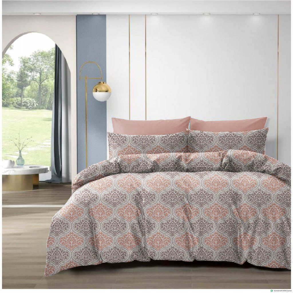 Luxury Cotton Double Bedsheet with 2 Pillow Covers – 108x108 Inches | TC 210 | Elegant Floral Design