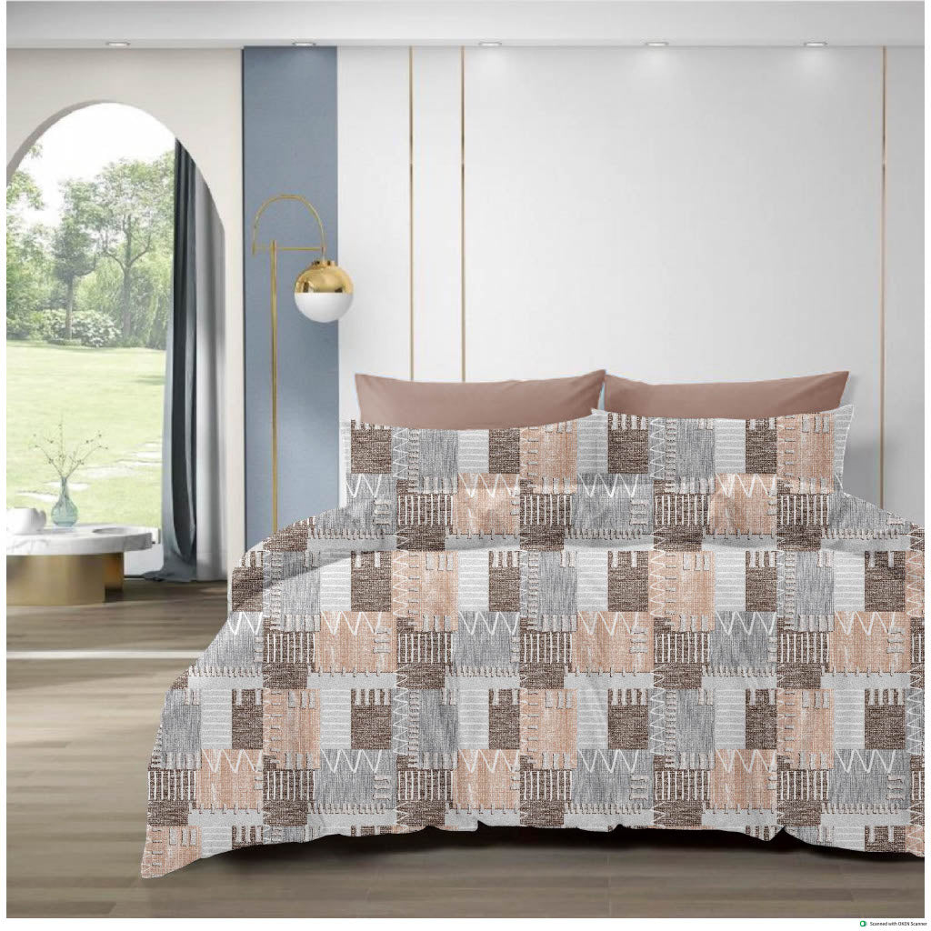 Premium 210 TC Cotton Bedsheet with Pillow Covers – King Size 108x108 (Dual Color Pattern)