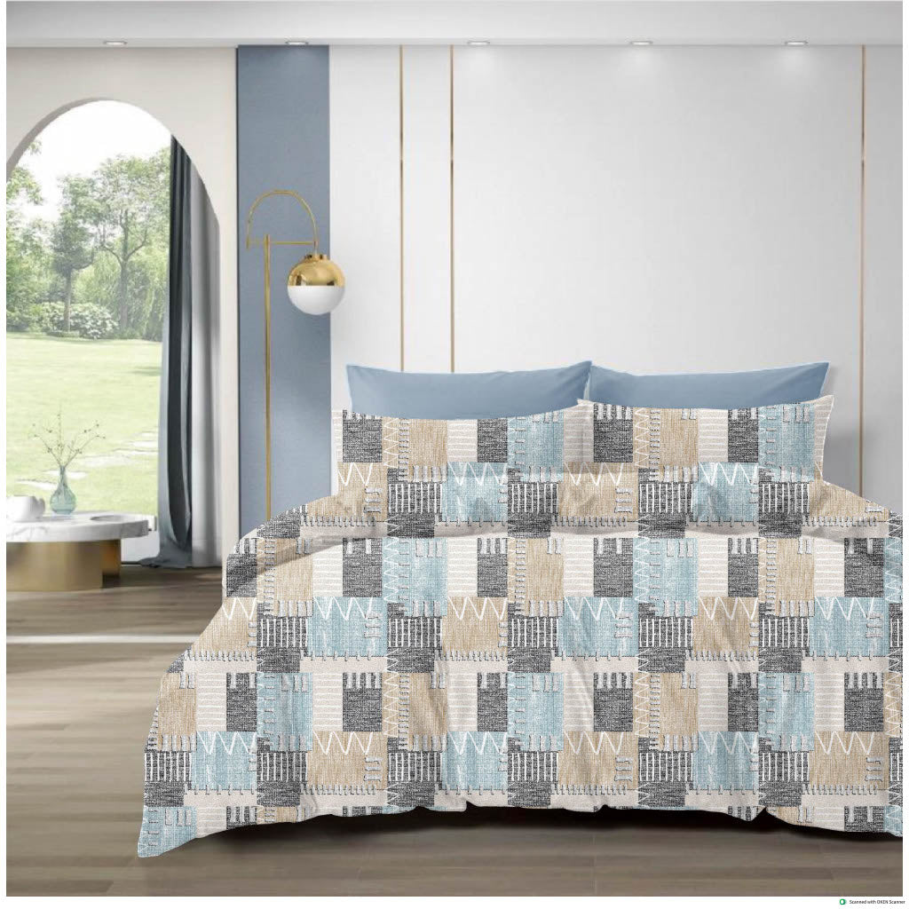 Premium 210 TC Cotton Bedsheet with Pillow Covers – King Size 108x108 (Dual Color Pattern)
