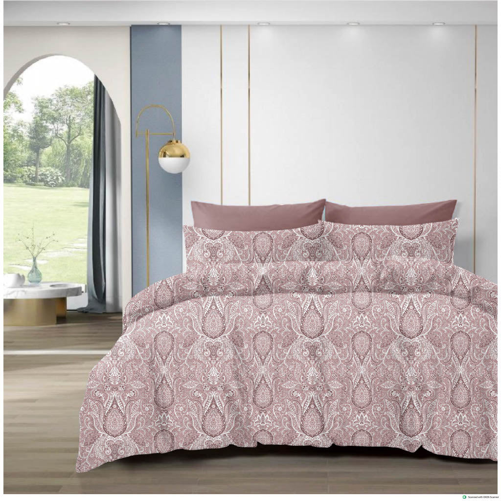 Premium Grey & White Paisley Print Cotton Bedsheet – 210 TC, King Size (108x108 inches)