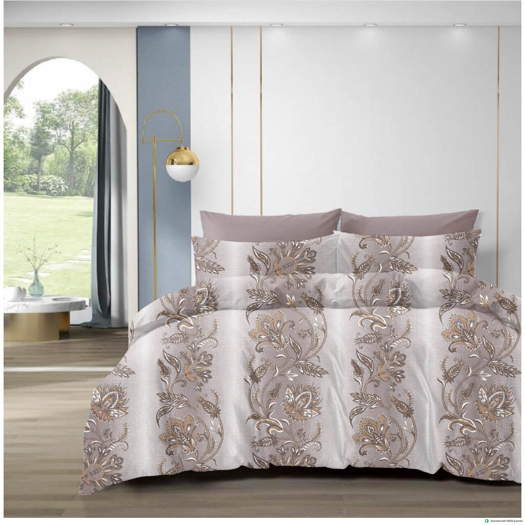 210 TC Cotton Double Bedsheet with 2 Pillow Covers – Floral Print, 108x108 Inches