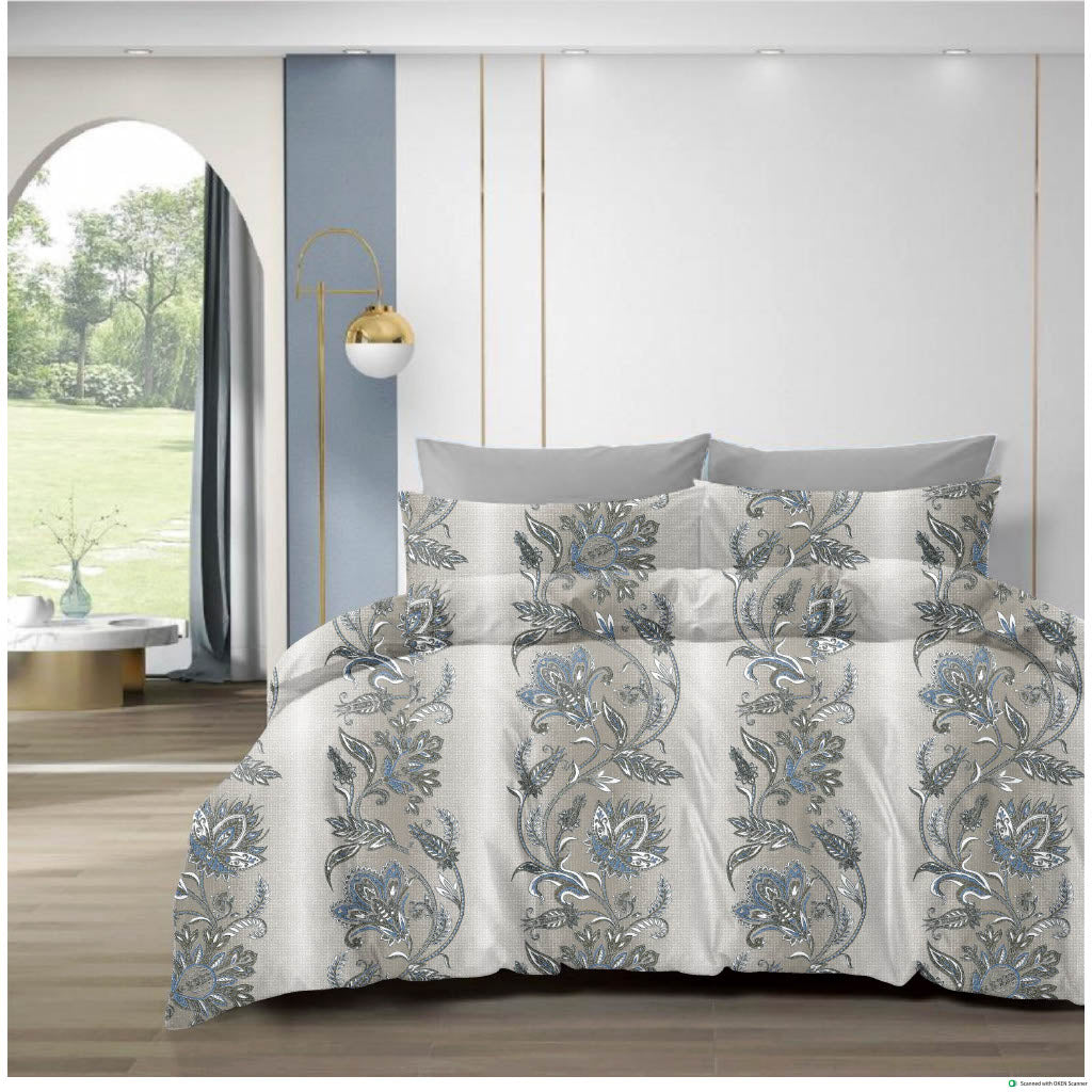 210 TC Cotton Double Bedsheet with 2 Pillow Covers – Floral Print, 108x108 Inches