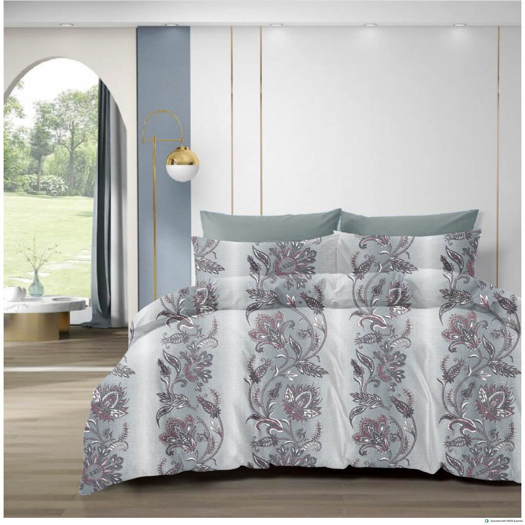 210 TC Cotton Double Bedsheet with 2 Pillow Covers – Floral Print, 108x108 Inches
