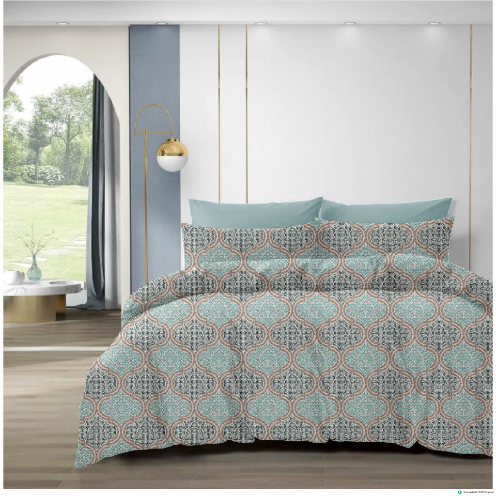 Luxury Cotton Double Bedsheet with 2 Pillow Covers – 108x108 Inches | TC 210 | Elegant Floral Design