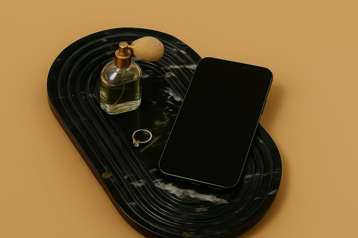Black Marble Tray, Jwellery Tray