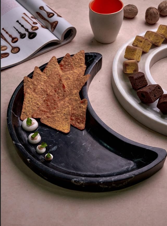 Black Marble, Moon Tray, Nacho Tray, Hummus Platter, Falafel Platter, Cake Stand, Cupcake Stand, Hummus Serving Plate