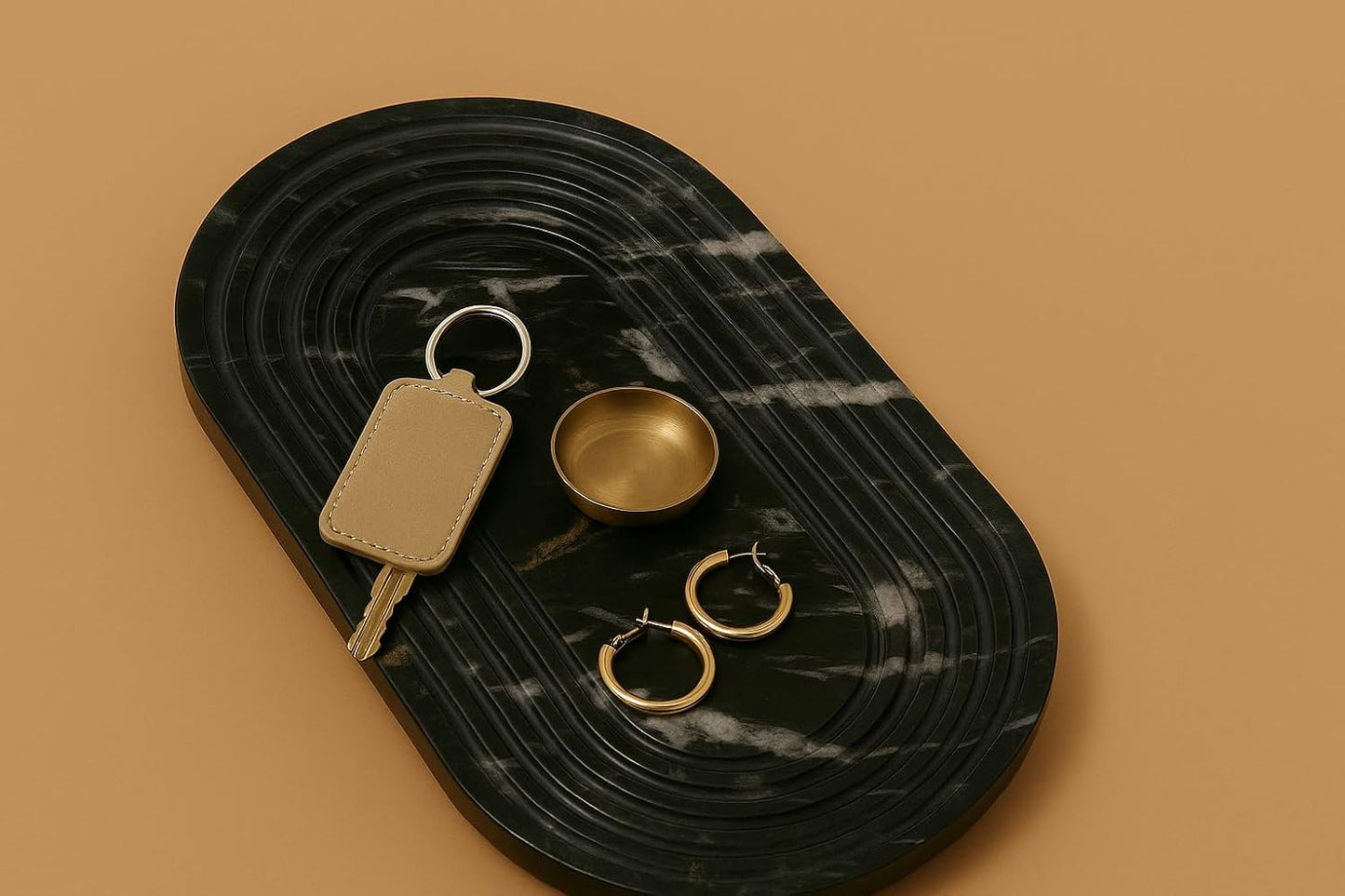 Black Marble Tray, Jwellery Tray