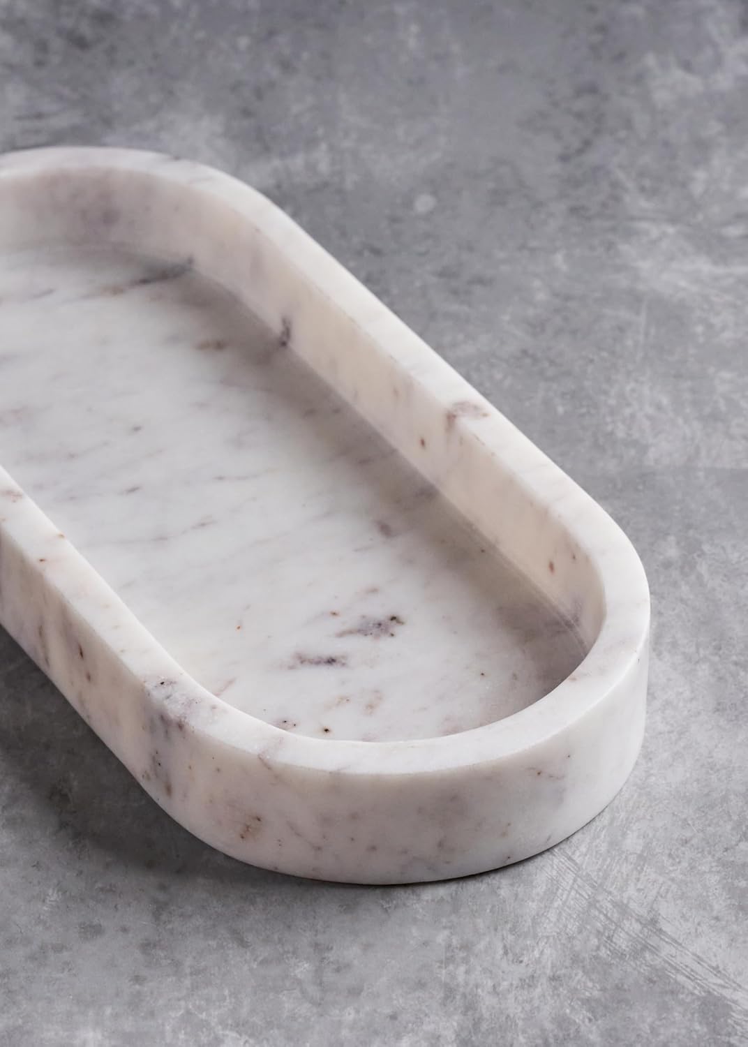 White Marble Tray, jewellery Organizer, Trinket Holder, Elegant Decorative Tray (oval)
