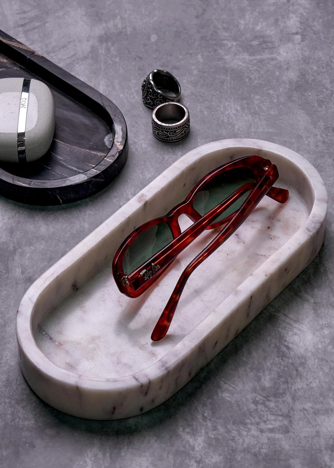 White Marble Tray, jewellery Organizer, Trinket Holder, Elegant Decorative Tray (oval)