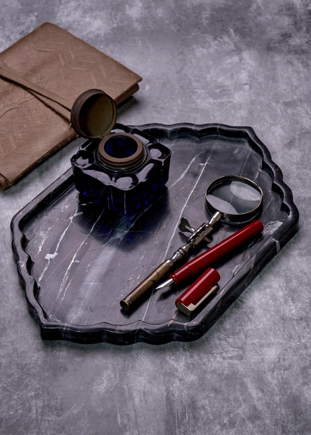 Black Marble Tray, Pooja Plate, Aarti Tray