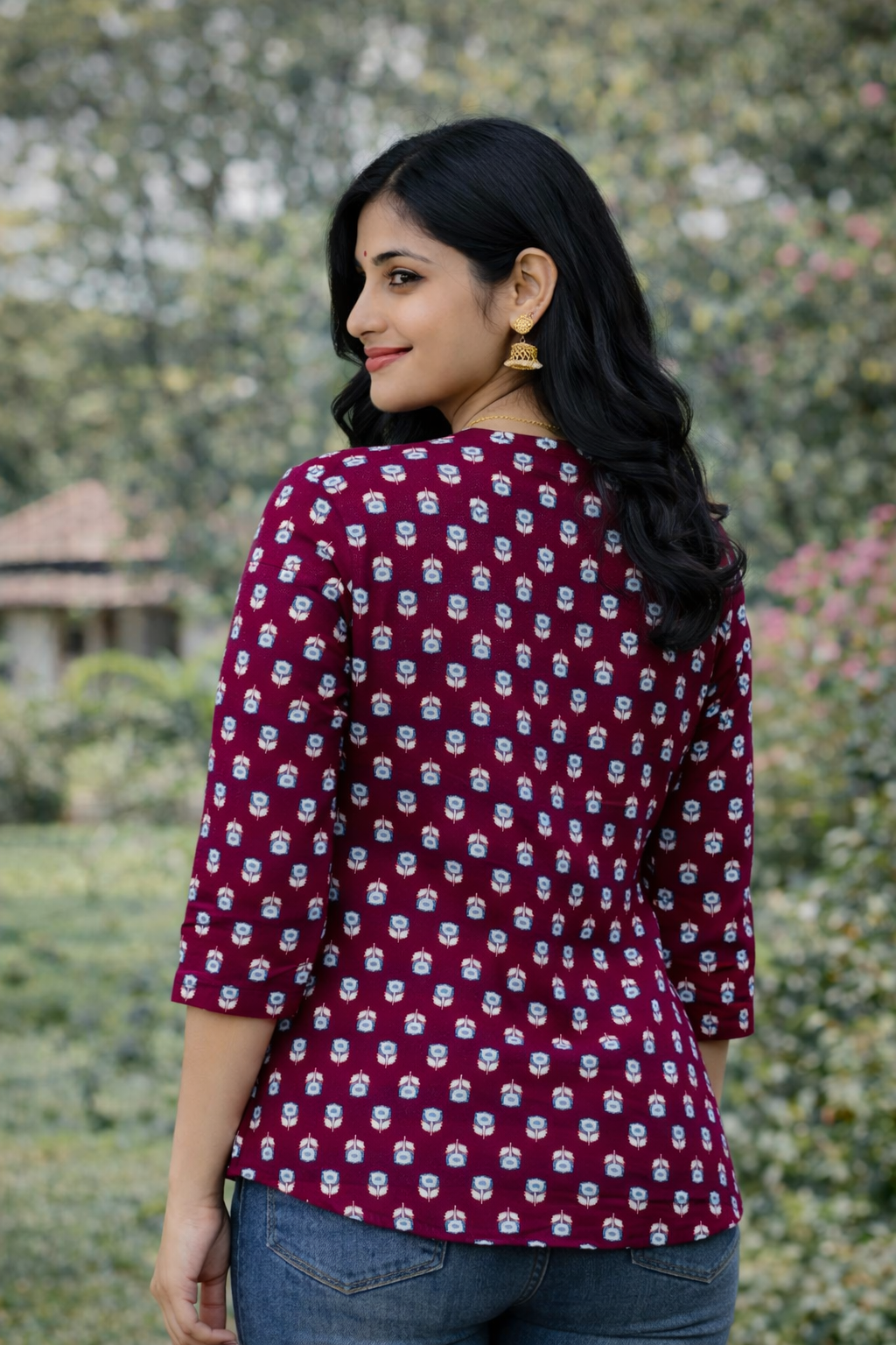 Women’s Printed Cotton Kurti | 3/4th Sleeve Everyday Wear Top