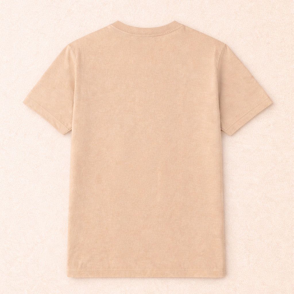 Beige Bio-Washed 100% Cotton Super Combed T-Shirt (180 GSM) | Premium Quality | Soft & Breathable