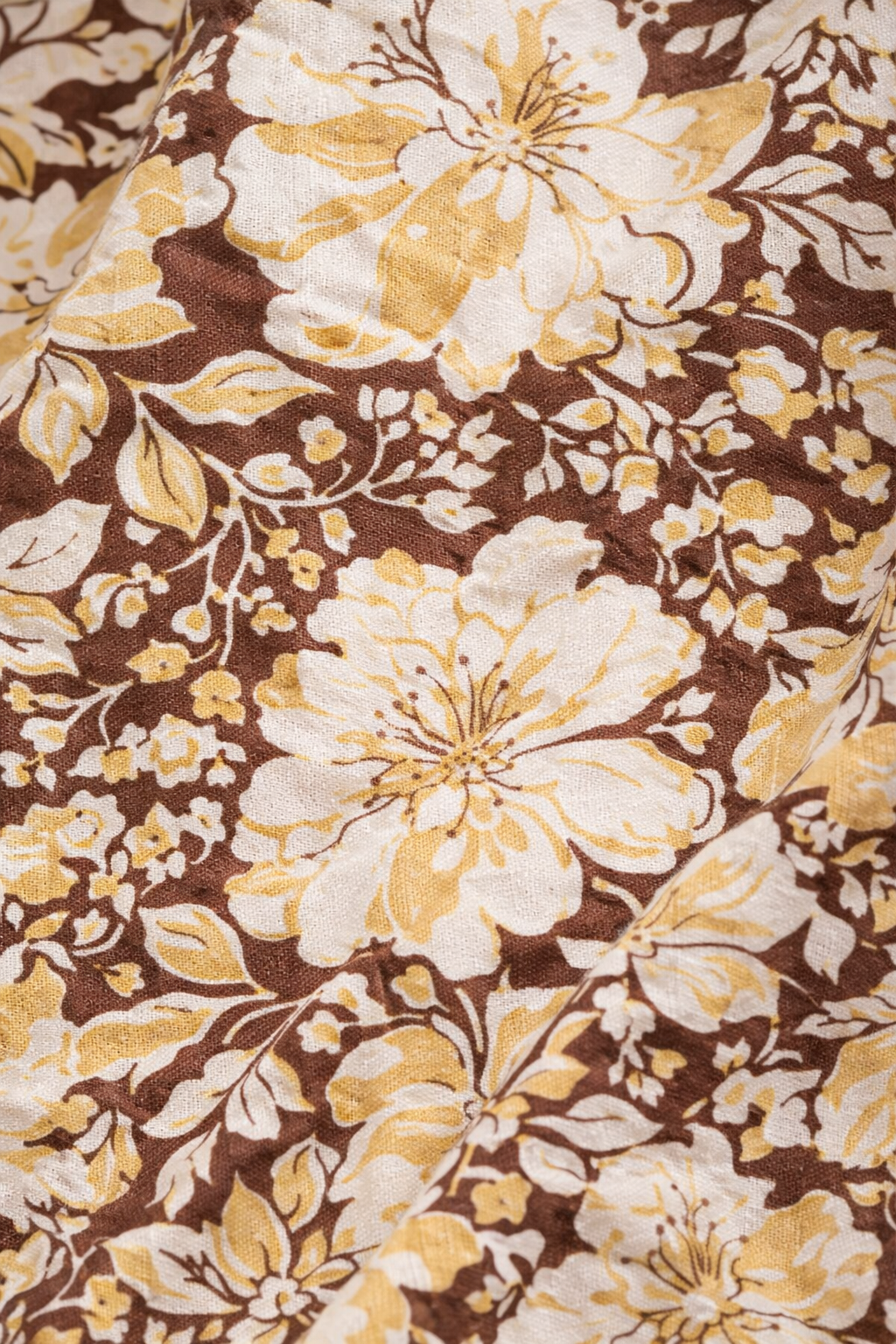 Women’s Cream & Brown Floral Printed Kurta Set – Premium Soft Cotton | 2-Piece Set