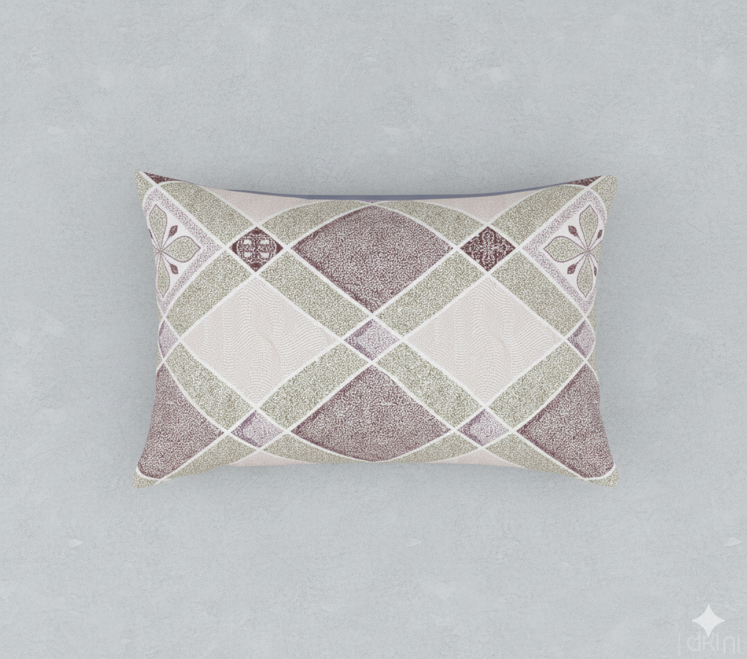 Premium Cotton Geometric Bedsheet Set – King Size 114x120, 320 TC with Pillow Covers (Beige & Mauve Diamond Pattern)