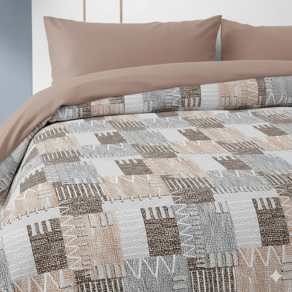 Premium 210 TC Cotton Bedsheet with Pillow Covers – King Size 108x108 (Dual Color Pattern)