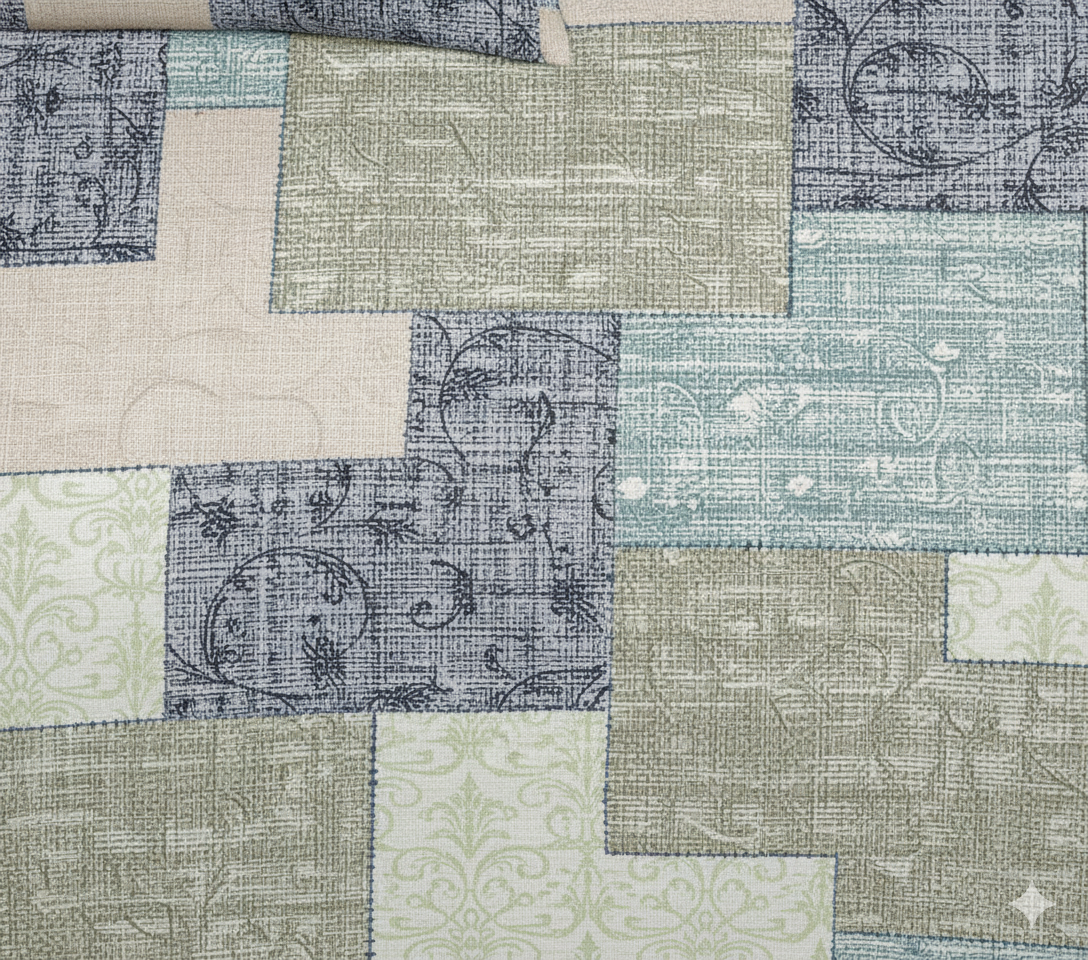 Premium Cotton Patchwork Bedsheet Set – King Size 114x120, 320 TC with Pillow Covers