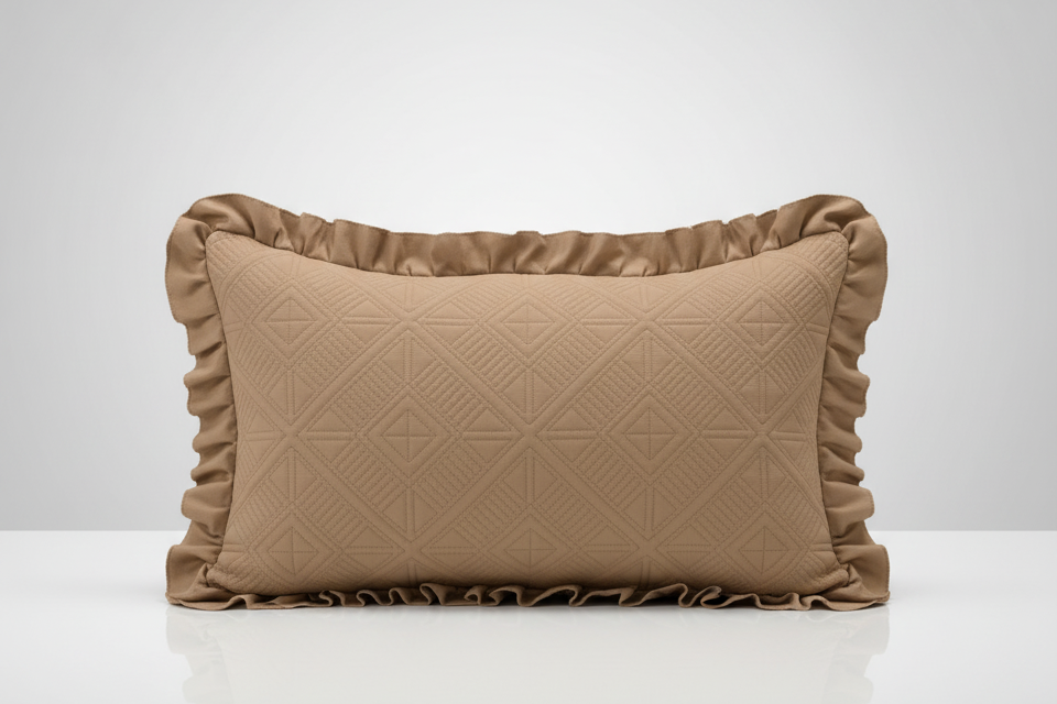 Premium Glace Cotton Embossed Bedcover with Frill Edges – Elegant Ruffled Bedding Set