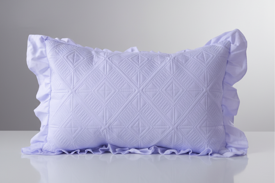 Premium Glace Cotton Embossed Bedcover with Frill Edges – Elegant Ruffled Bedding Set