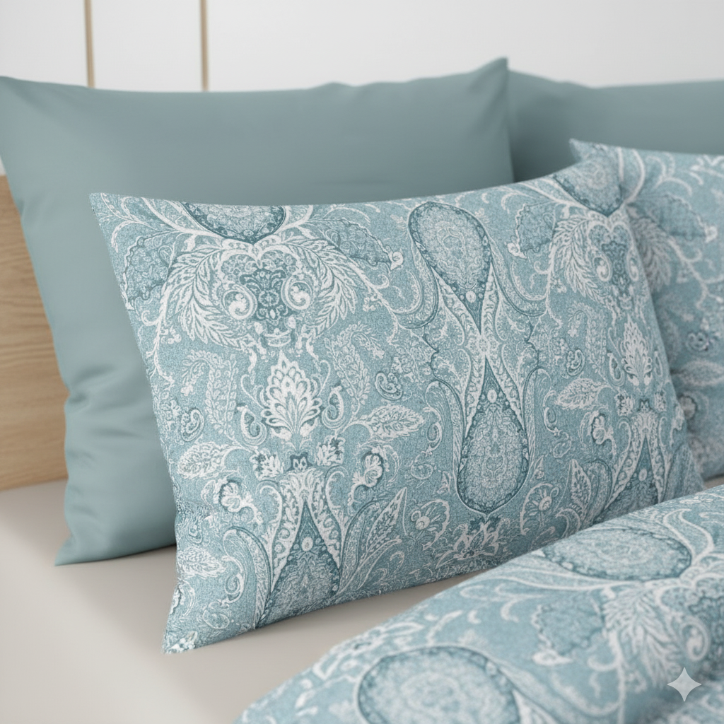 Premium Grey & White Paisley Print Cotton Bedsheet – 210 TC, King Size (108x108 inches)