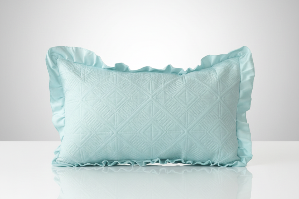 Premium Glace Cotton Embossed Bedcover with Frill Edges – Elegant Ruffled Bedding Set