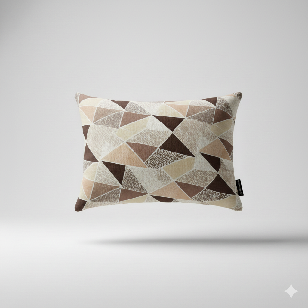 210 TC Cotton Double Bedsheet with 2 Pillow Covers – Geometric Triangle Print in Maroon & Beige (108 x 108 Inches)