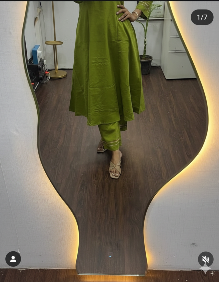 Teal Blue Embroidered Cotton Kurta Set with Pants