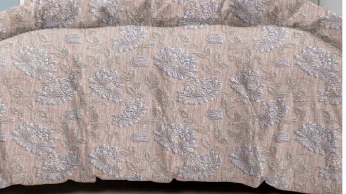 210 TC Cotton Double Bedsheet with 2 Pillow Covers – Beige & Grey Floral Design (108 x 108 Inches)