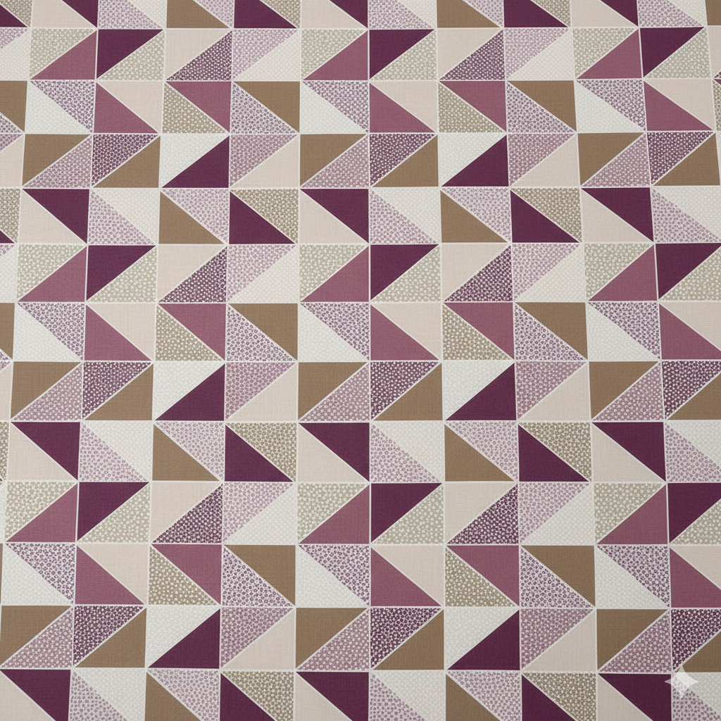 210 TC Cotton Double Bedsheet with 2 Pillow Covers – Geometric Triangle Print in Maroon & Beige (108 x 108 Inches)
