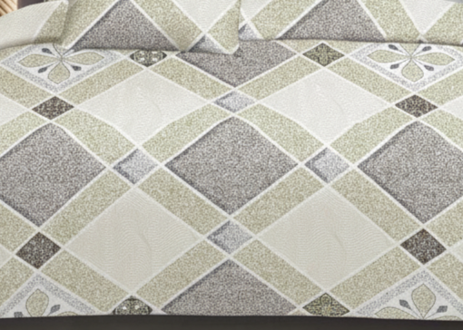 Premium Cotton King Size Bedsheet Set – 114x120, 320 TC with Pillow Covers (Beige & Maroon Geometric Diamond Design)