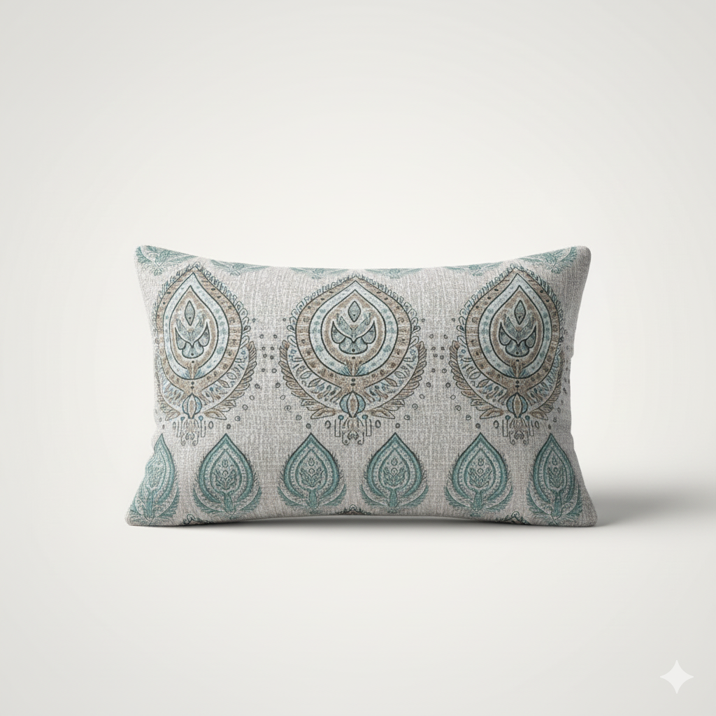 210 TC Cotton Double Bedsheet with 2 Pillow Covers – Grey & Brown Paisley Motif Print (108 x 108 Inches)
