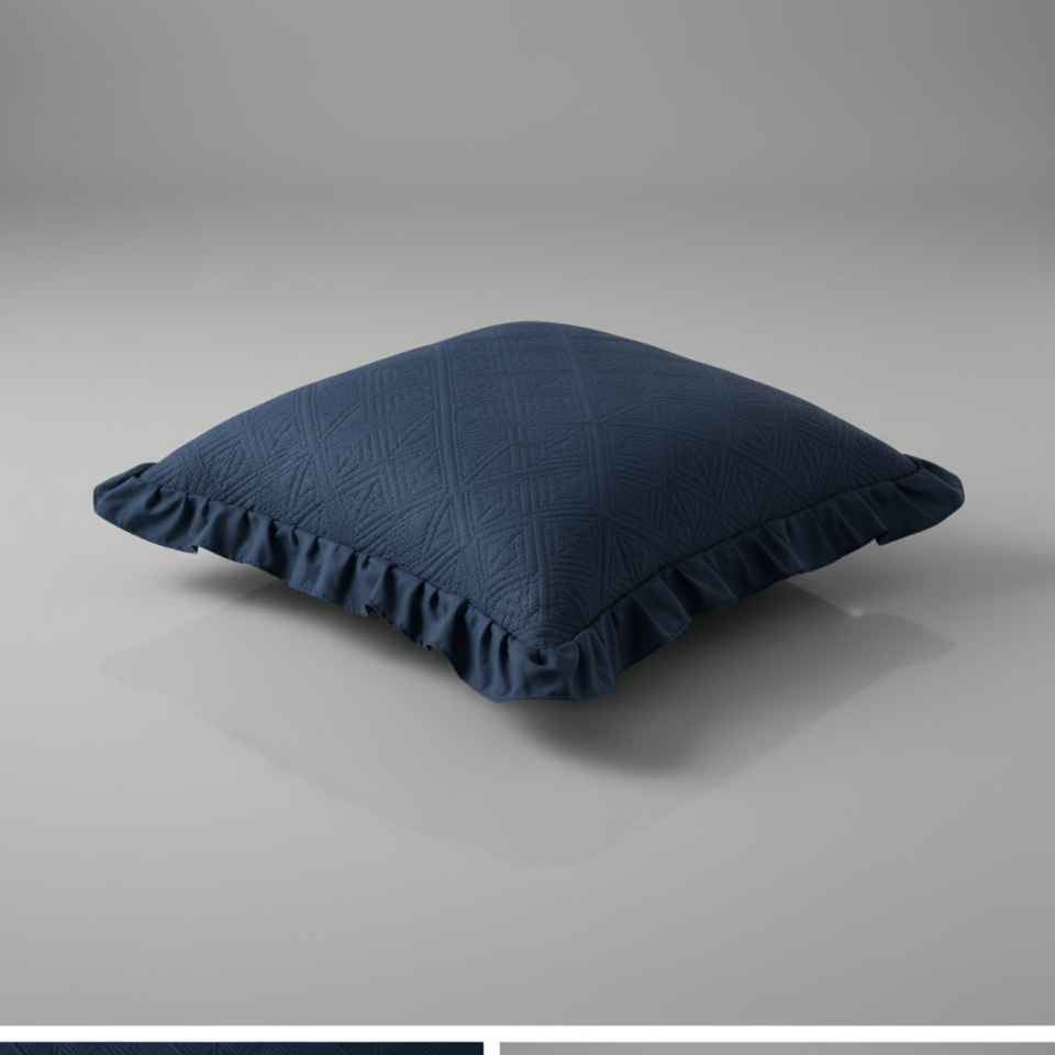 Premium Glace Cotton Embossed Bedcover with Frill Edges – Elegant Ruffled Bedding Set