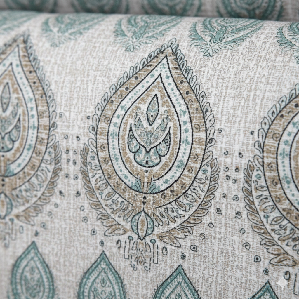 210 TC Cotton Double Bedsheet with 2 Pillow Covers – Grey & Brown Paisley Motif Print (108 x 108 Inches)