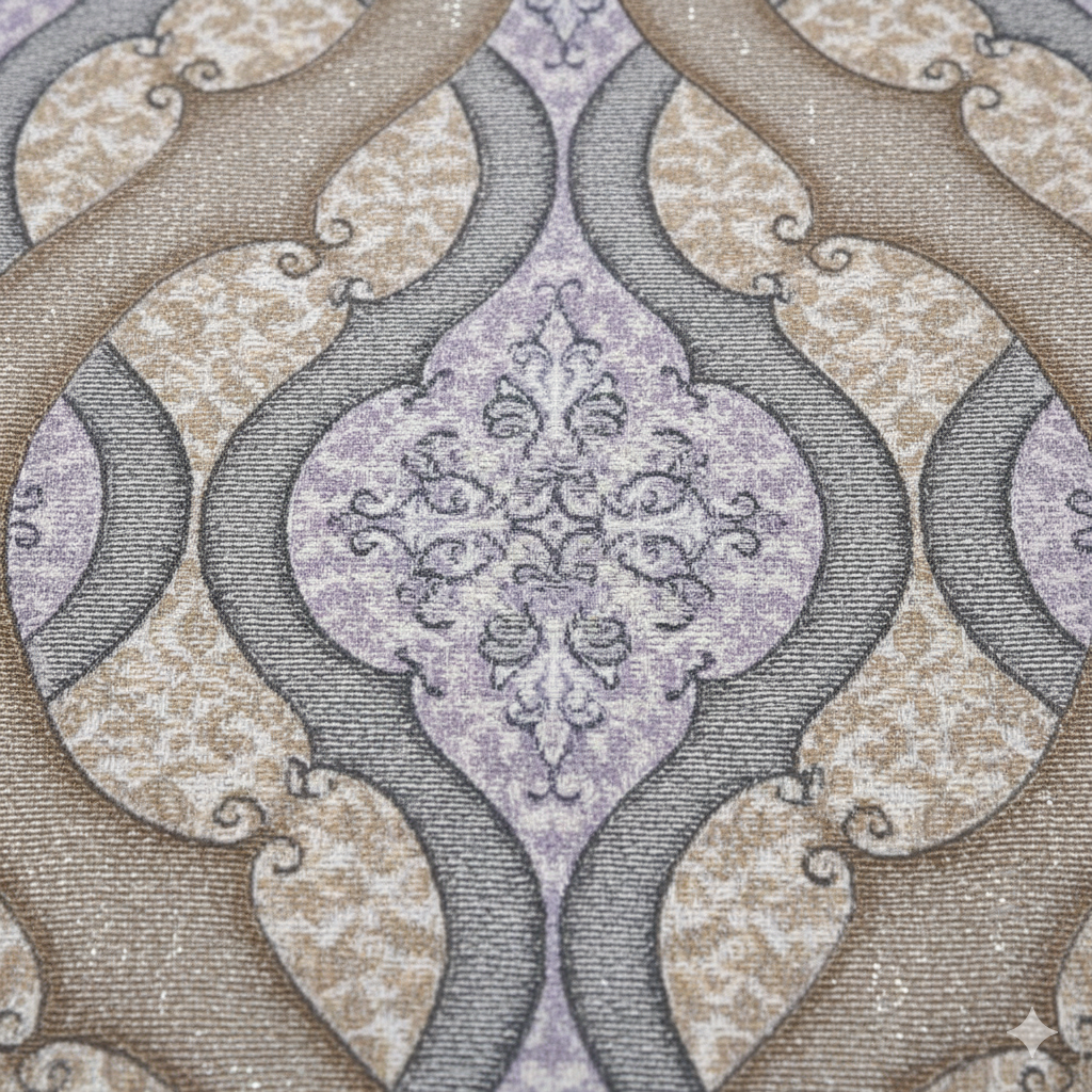 210 TC Cotton Double Bedsheet with 2 Pillow Covers – Grey & Beige Geometric Pattern (108 x 108 Inches)