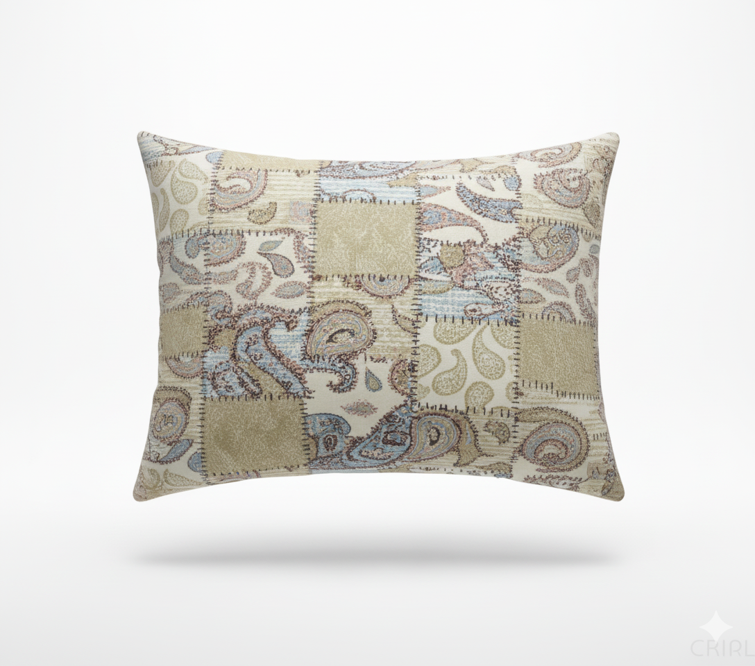 Premium Cotton Patchwork Paisley Bedsheet Set – King Size 114x120, 320 TC with Pillow Covers