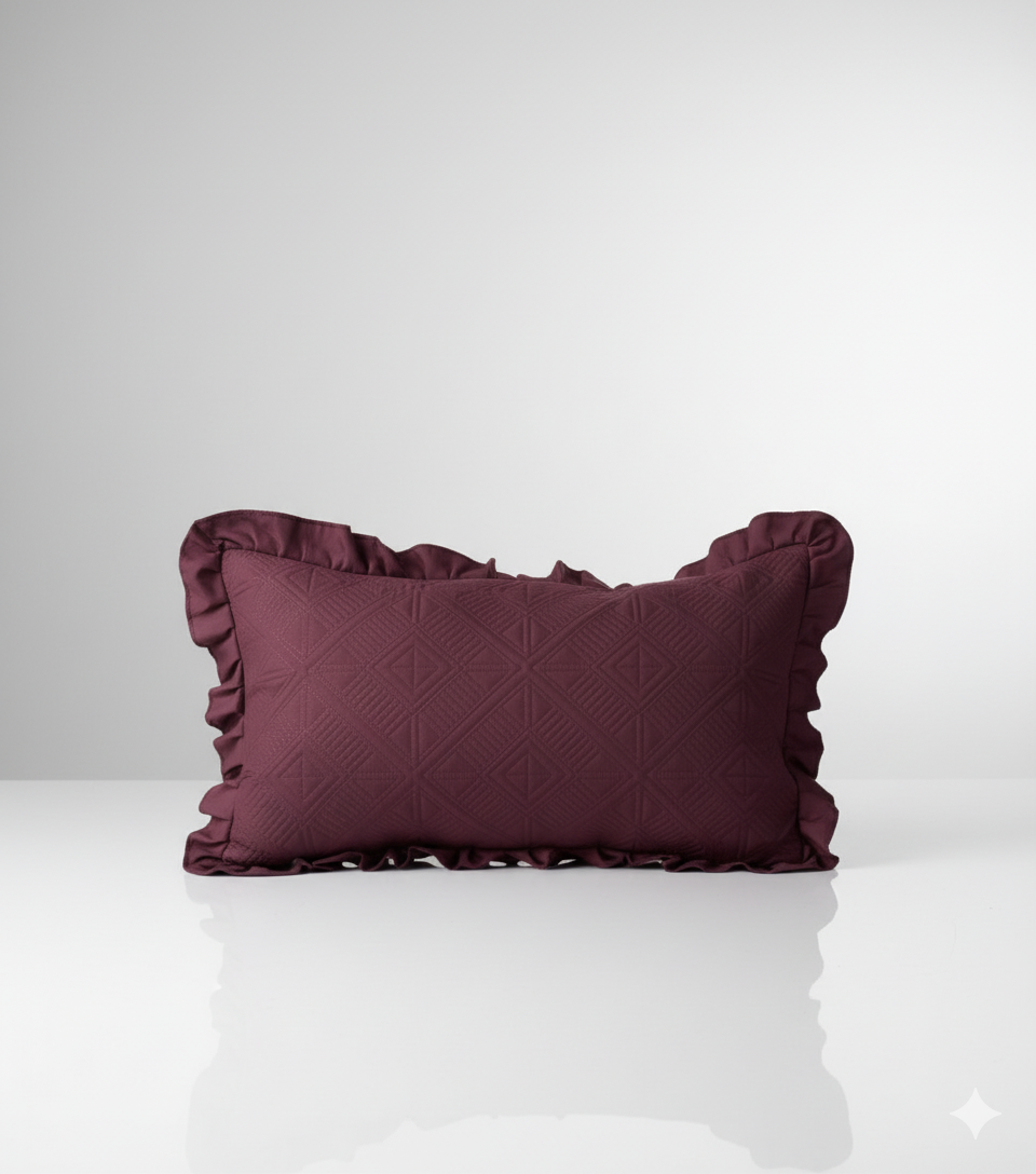 Premium Glace Cotton Embossed Bedcover with Frill Edges – Elegant Ruffled Bedding Set