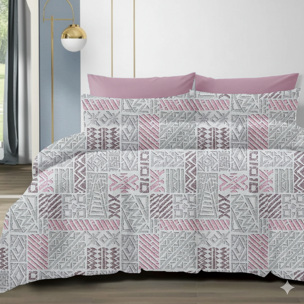 Premium Dual Color Cotton Bedsheet – 210 TC, 108x108 Inches (King Size)