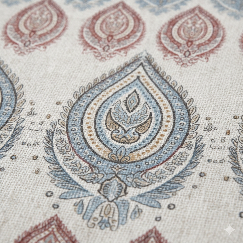 210 TC Cotton Double Bedsheet with 2 Pillow Covers – Grey & Brown Paisley Motif Print (108 x 108 Inches)