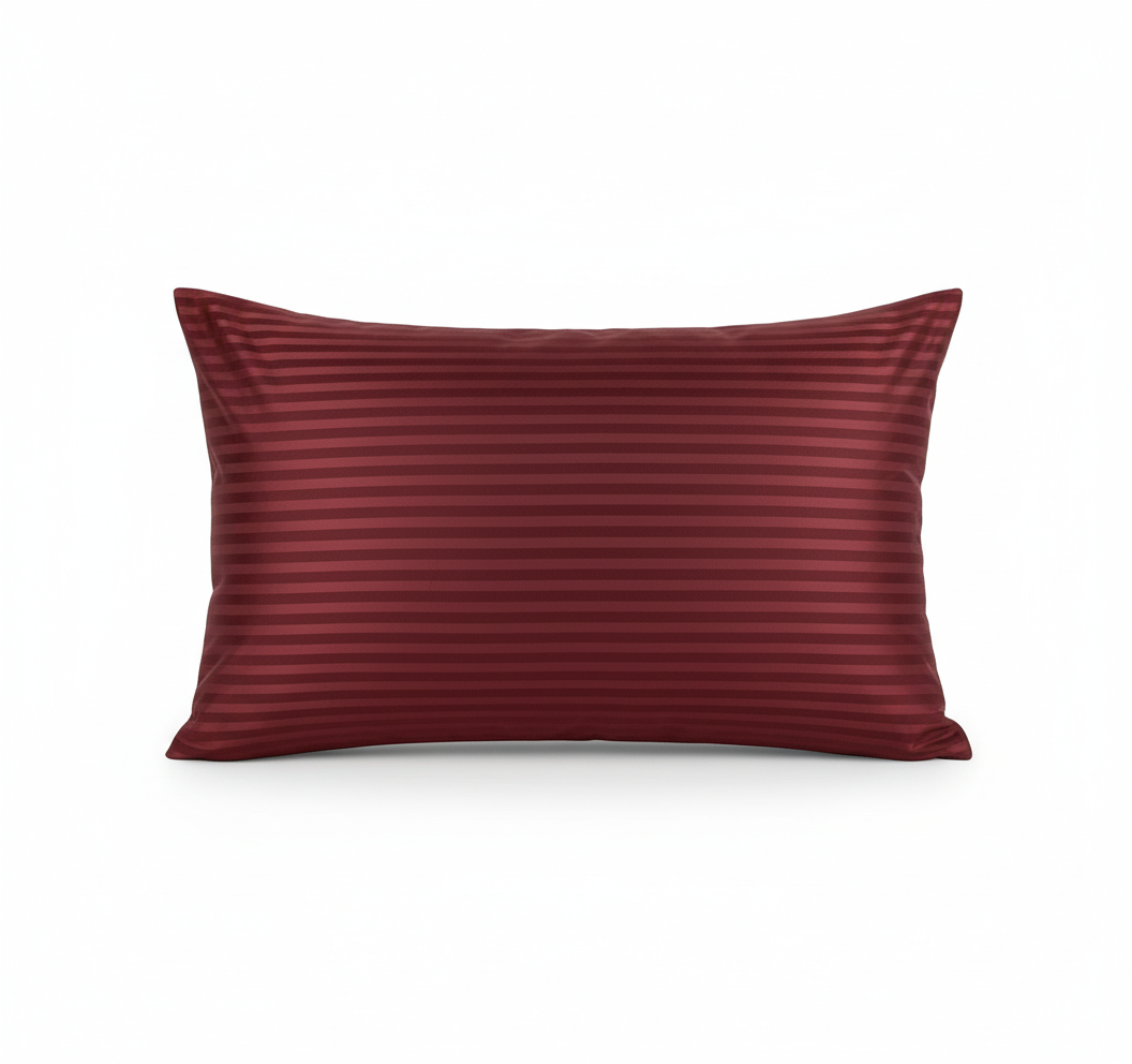 Mehroon Striped Glace Cotton Bedsheet with 2 Pillow Covers – 144 GSM