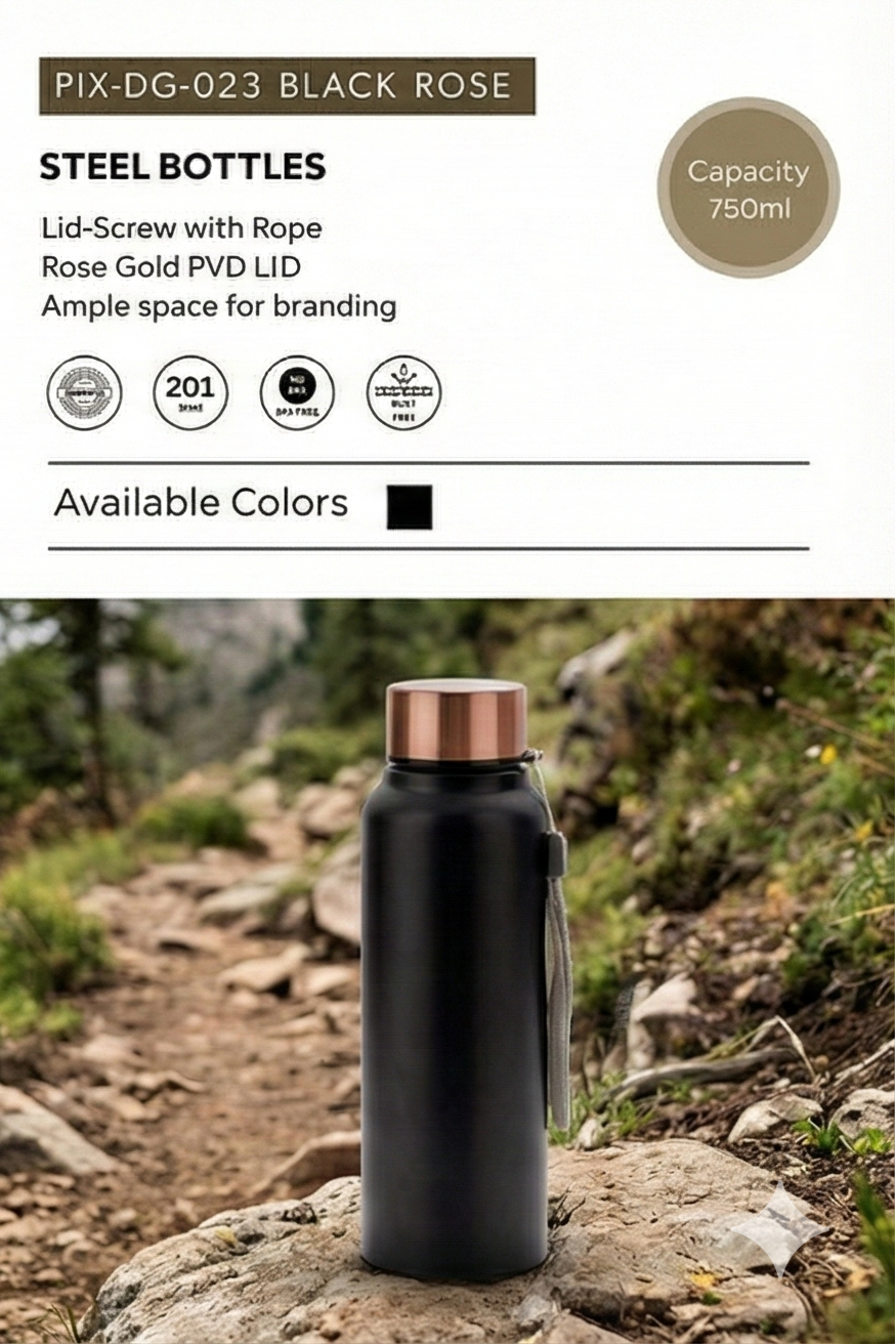 Black Rose Steel Bottle 750ml