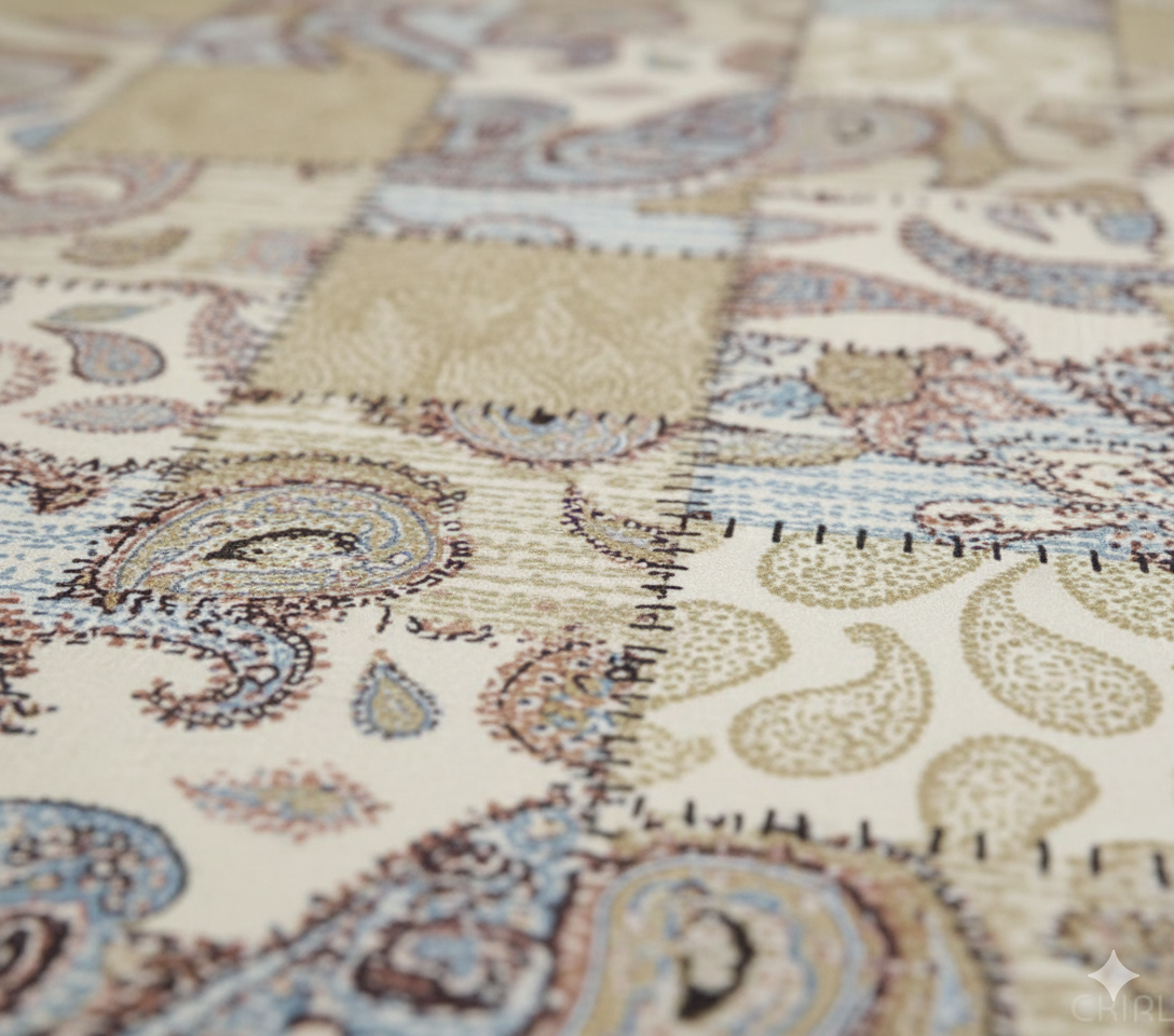Premium Cotton Patchwork Paisley Bedsheet Set – King Size 114x120, 320 TC with Pillow Covers