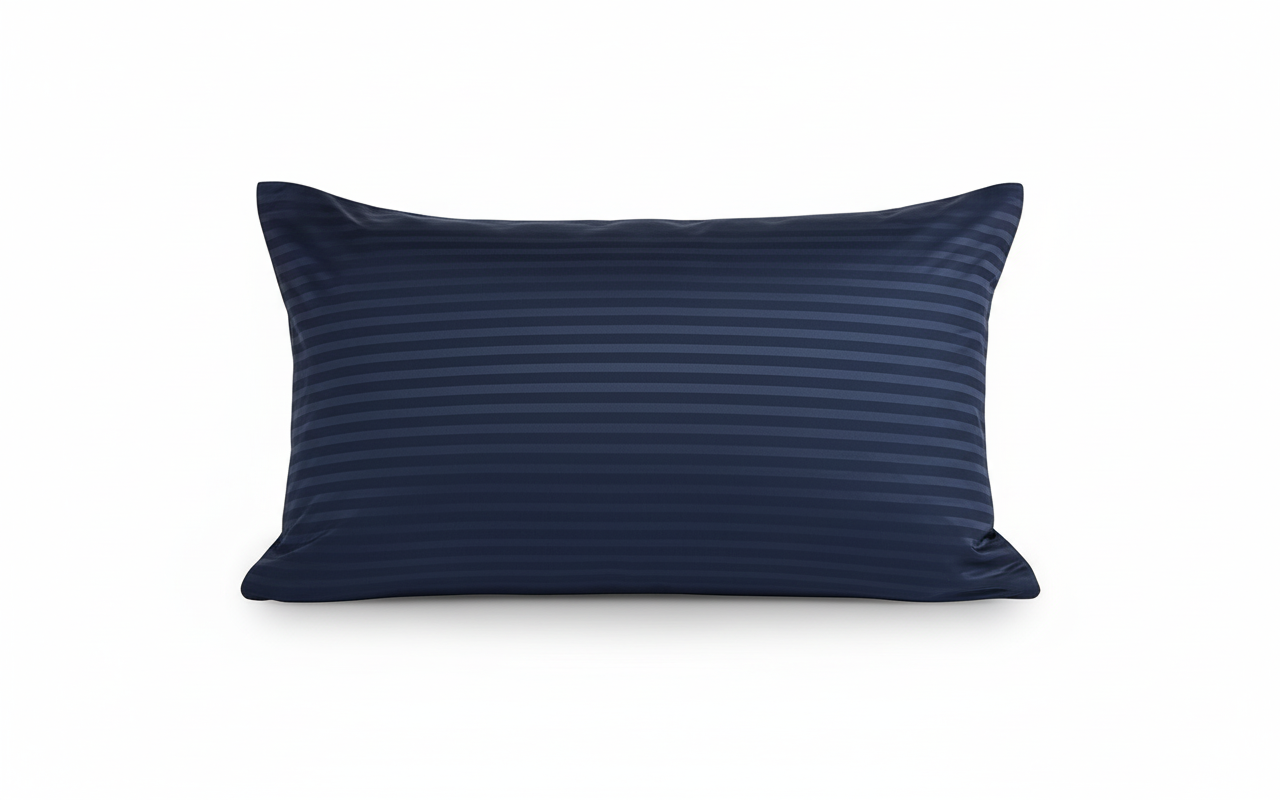 Premium Navy Blue Glace Cotton Bedsheet – 144 GSM with 2 Pillow Covers