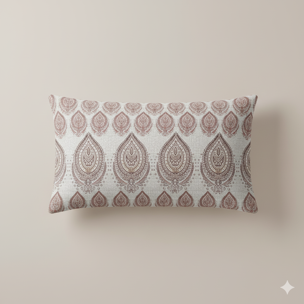 210 TC Cotton Double Bedsheet with 2 Pillow Covers – Grey & Brown Paisley Motif Print (108 x 108 Inches)