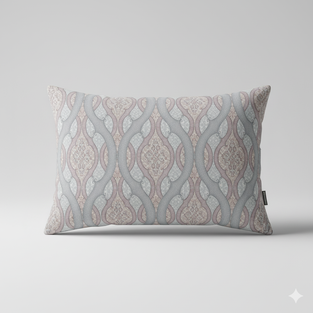 210 TC Cotton Double Bedsheet with 2 Pillow Covers – Grey & Beige Geometric Pattern (108 x 108 Inches)