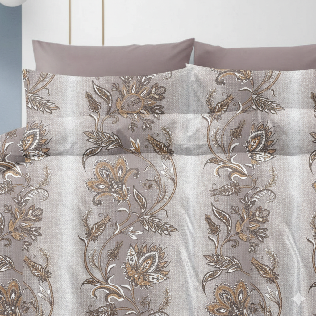 210 TC Cotton Double Bedsheet with 2 Pillow Covers – Floral Print, 108x108 Inches