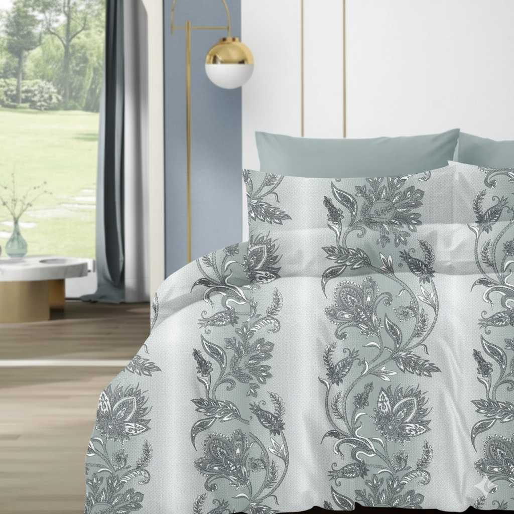 210 TC Cotton Double Bedsheet with 2 Pillow Covers – Floral Print, 108x108 Inches