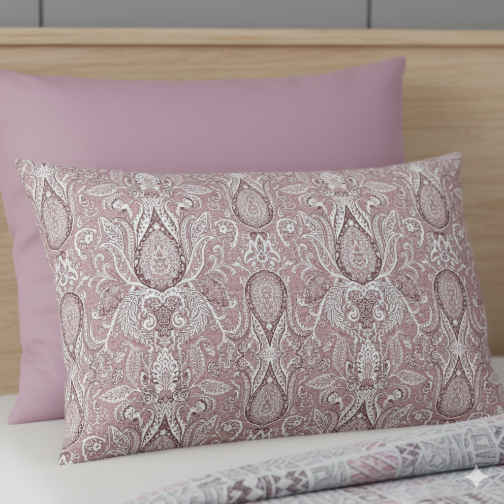 Premium Grey & White Paisley Print Cotton Bedsheet – 210 TC, King Size (108x108 inches)