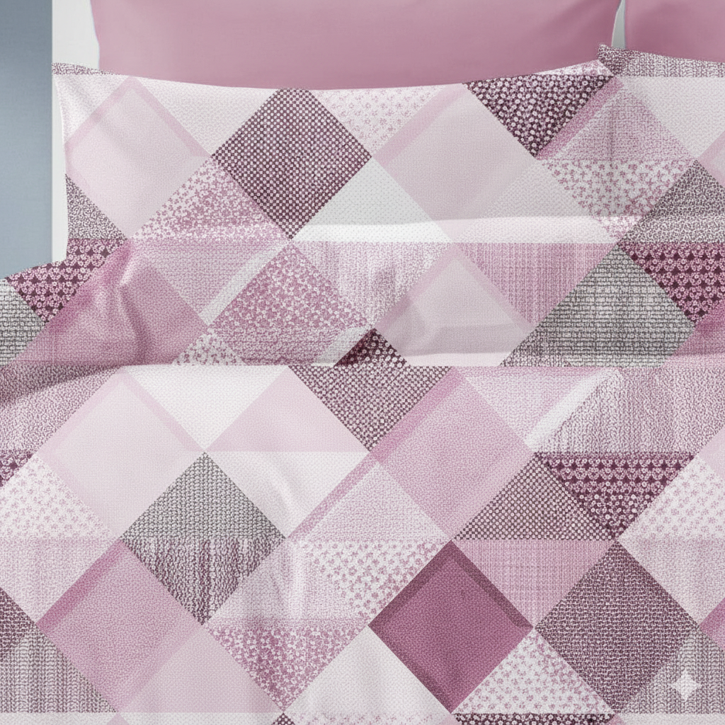 Luxury 210 TC Cotton Bedsheet with 2 Pillow Covers – Geometric Dual Color Design, 108x108 Inches