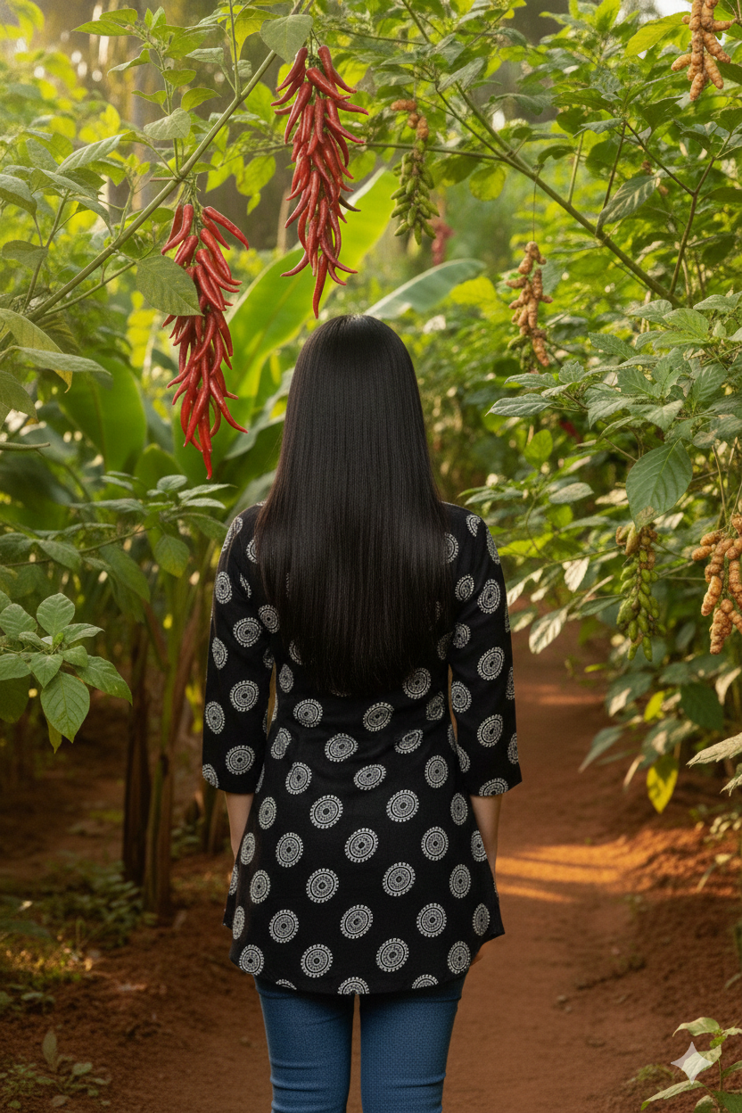 Black Mandala Printed Regular Top | Premium Cotton | 3/4th Sleeves