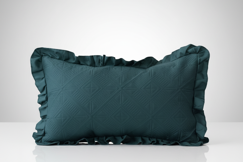 Premium Glace Cotton Embossed Bedcover with Frill Edges – Elegant Ruffled Bedding Set